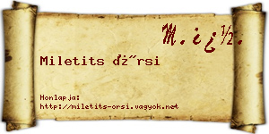 Miletits Örsi névjegykártya